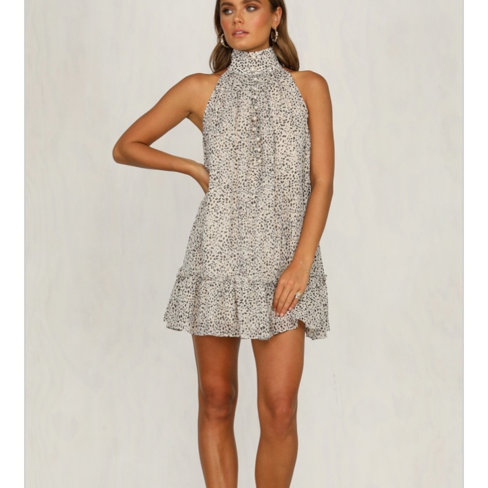 Runway Scout Beige Leopard Swing Dress